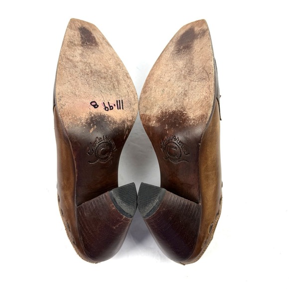 Charlie 1 Horse Mules 7 Brown Leather Distressed Slip On Western Shoes 37.5 - Picture 7 of 12